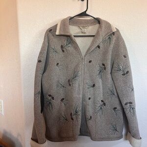Teddi Vintage Sherpa Jacket with Pinecone Embroidery Details